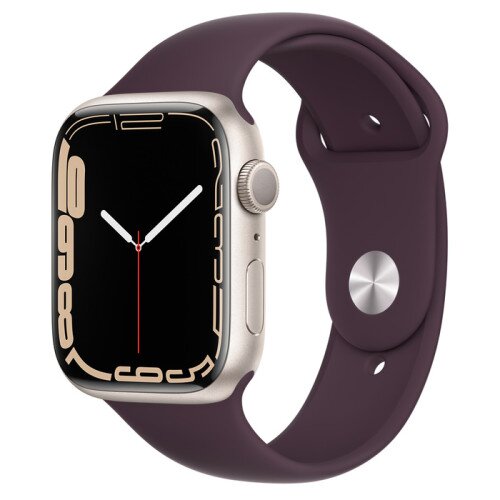 Apple Watch Series 7 Starlight Aluminum Case with Sport Band - Dark Cherry - 45mm