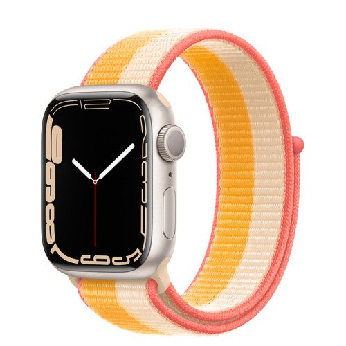 Apple Watch Series 7 Starlight Aluminum Case with Sport Loop - Maize/White - 41mm