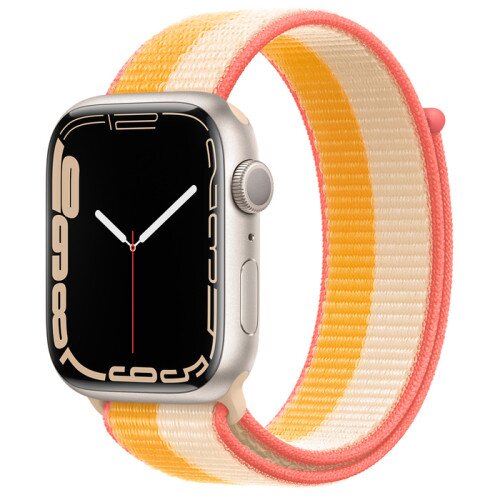 Apple Watch Series 7 Starlight Aluminum Case with Sport Loop - Maize/White - 45mm