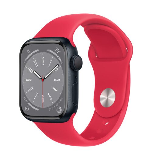 Apple Watch Series 8 - 41mm Midnight Aluminum Case with Product Red Sport Band - M/L