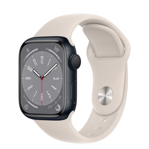 Apple Watch Series 8 - 41mm Midnight Aluminum Case with Starlight Sport Band - S/M