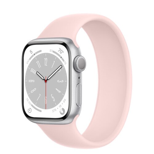 Apple Watch Series 8 - 41mm Silver Aluminum Case with Chalk Pink Solo Loop - Size-2