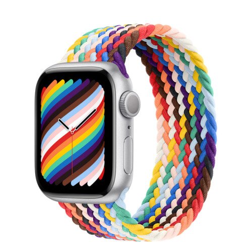Apple Watch Series 8 - 41mm Silver Aluminum Case with Pride Edition Braided Solo Loop - Size-4