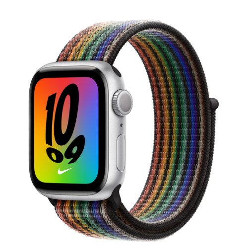 Apple Watch Series 8 - 41mm Silver Aluminum Case with Pride Edition Nike Sport Loop