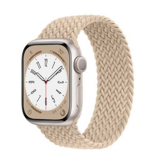 Apple Watch Series 8 - 41mm Starlight Aluminum Case with Beige Braided Solo Loop - Size-8