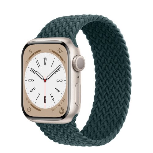 Apple Watch Series 8 - 41mm Starlight Aluminum Case with Rainforest Braided Solo Loop - Size-1