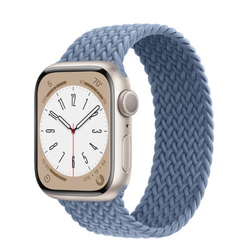 Apple Watch Series 8 - 41mm Starlight Aluminum Case with Slate Blue Braided Solo Loop - Size-1