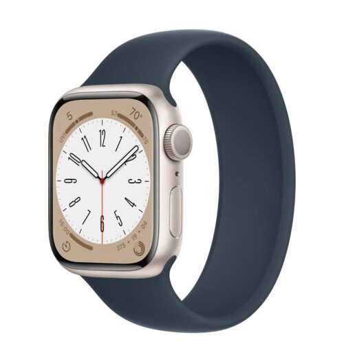 Apple Watch Series 8 - 41mm Starlight Aluminum Case with Storm Blue Solo Loop - Size-8