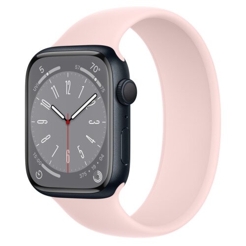 Apple Watch Series 8 - 45mm Midnight Aluminum Case with Chalk Pink Solo Loop - Size-4