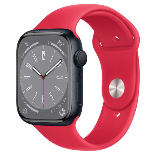 Apple Watch Series 8 - 45mm Midnight Aluminum Case with Product Red Sport Band - S/M