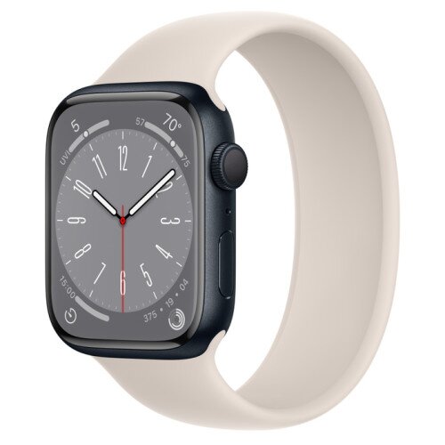 Apple Watch Series 8 - 45mm Midnight Aluminum Case with Starlight Solo Loop - Size-5