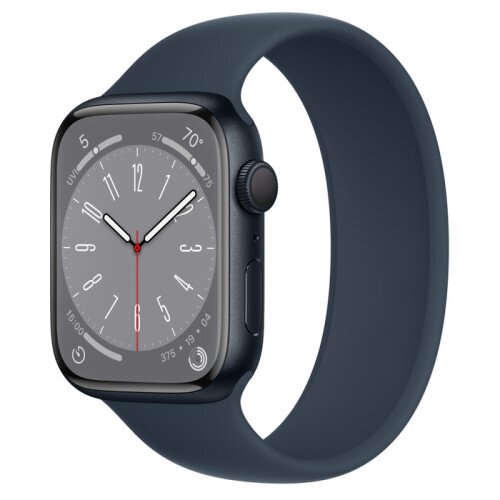 Apple Watch Series 8 - 45mm Midnight Aluminum Case with Storm Blue Solo Loop - Size-6