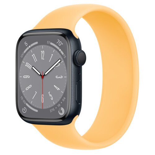 Apple Watch Series 8 - 45mm Midnight Aluminum Case with Sunglow Solo Loop - Size-12