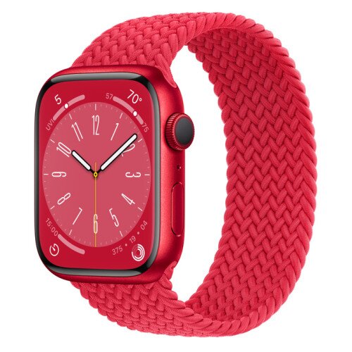 Apple Watch Series 8 - 45mm Product Red Aluminum Case with Product Red Braided Solo Loop - Size-2