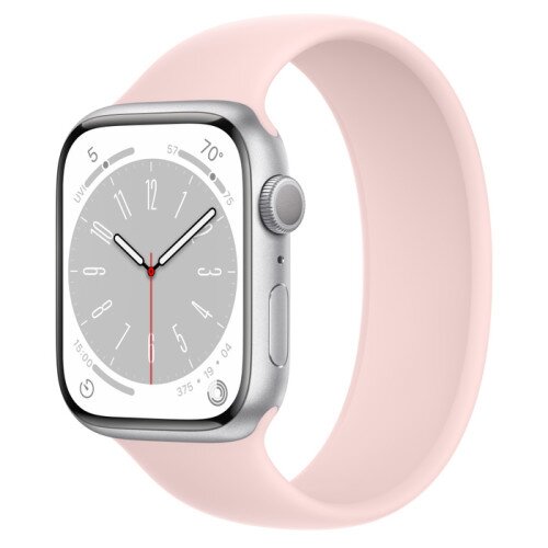 Apple Watch Series 8 - 45mm Silver Aluminum Case with Chalk Pink Solo Loop - Size-10