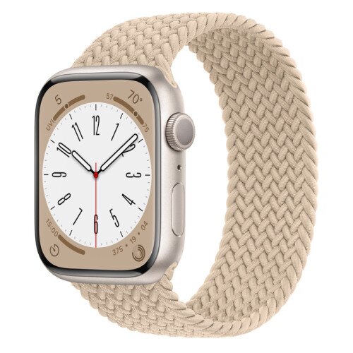 Apple Watch Series 8 - 45mm Starlight Aluminum Case with Beige Braided Solo Loop - Size-2