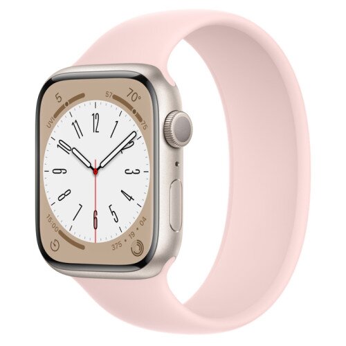 Apple Watch Series 8 - 45mm Starlight Aluminum Case with Chalk Pink Solo Loop - Size-7