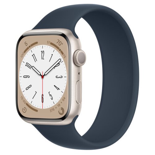 Apple Watch Series 8 - 45mm Starlight Aluminum Case with Storm Blue Solo Loop - Size-5