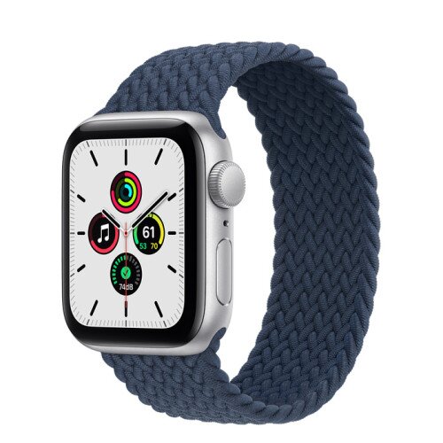 Apple Watch Series SE Silver Aluminum Case with Braided Solo Loop - Abyss Blue - 40mm - 2