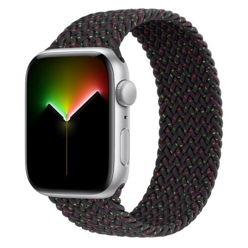 Apple Watch Series SE Silver Aluminum Case with Braided Solo Loop - Black Unity - 44mm - 10