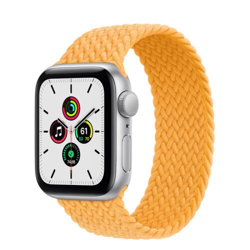Apple Watch Series SE Silver Aluminum Case with Braided Solo Loop - Maize - 40mm - 2