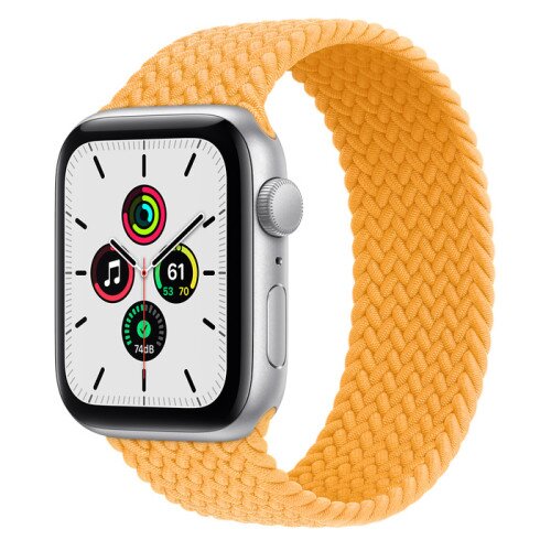 Apple Watch Series SE Silver Aluminum Case with Braided Solo Loop - Maize - 44mm - 6