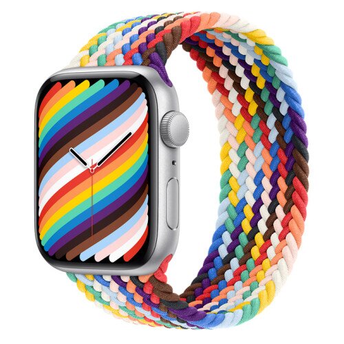 Apple Watch Series SE Silver Aluminum Case with Braided Solo Loop - Pride Edition - 44mm - 10