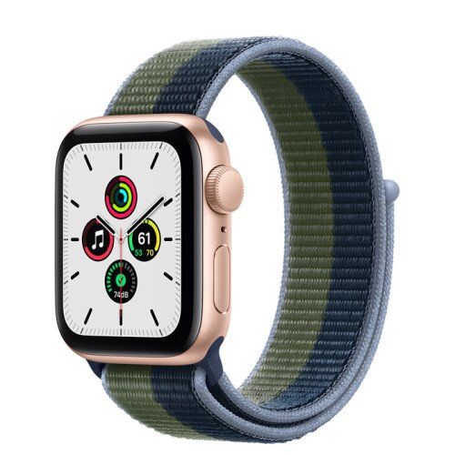 Apple Watch Sport SE Gold Aluminum Case with Sport Loop - Abyss Blue/Moss Green - 40mm