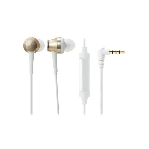 Audio-Technica ATH-CKR70iS Sound Reality In-Ear High-Resolution Headphones with Mic & Control - Champagne Gold