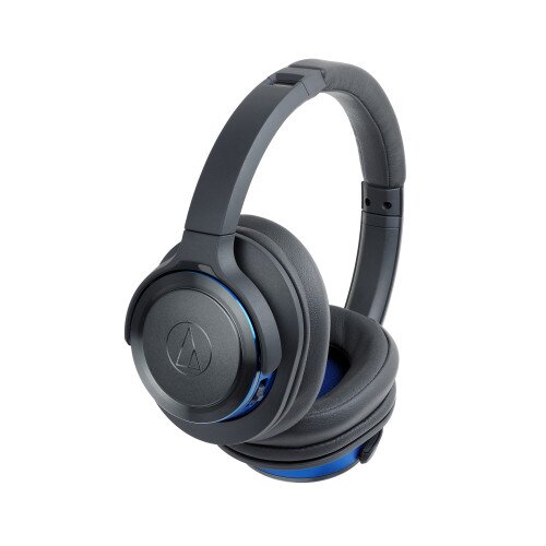 Audio-Technica ATH-WS660BT Solid Bass Wireless Over-Ear Headphones with Built-in Mic & Control - Gunmetal/Blue