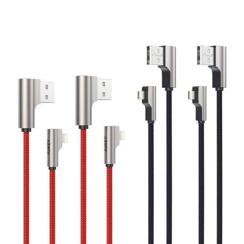AUKEY CB-AL04 90 Degree Lightning Data Cable L=1M 2Piece (2 Pack)