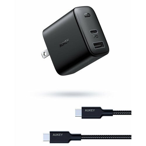 AUKEY PA-F3S Swift Charger Mix 32W Dual-Port Cube Plug Power Con Cable