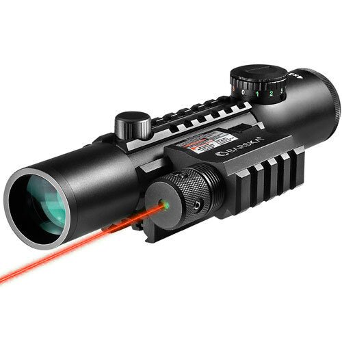 Barska 4x28mm IR Electro Sight Multi-Rail Tactical Rifle Scope GLX Green Laser Combo - Red