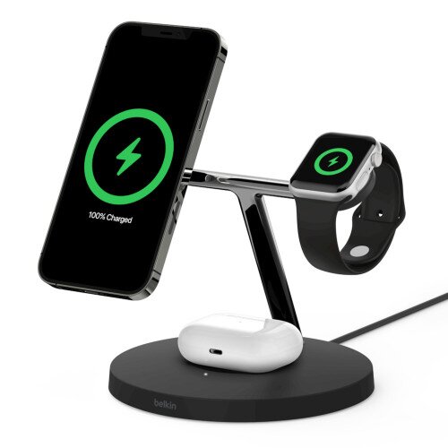 Belkin 3-in-1 Wireless Charger with MagSafe 15W - Black