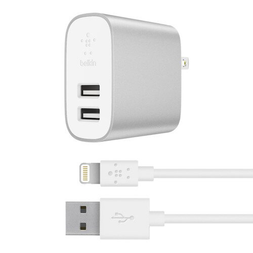 Belkin Boost Charge 24W Dual USB-A Wall Charger + Lightning to USB-A Cable