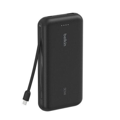 Belkin BoostCharge Power Bank with Integrated Cable - 20K - Black
