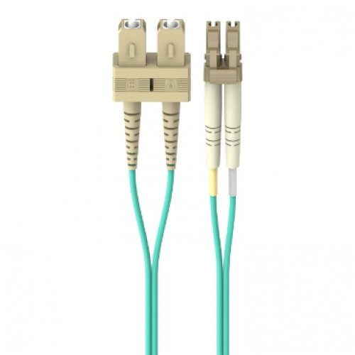 Belkin Fiber Optic Cable: 10Gb Aqua Multimode LC/SC Duplex, 50/125 OM3 - 30.0 - Meters