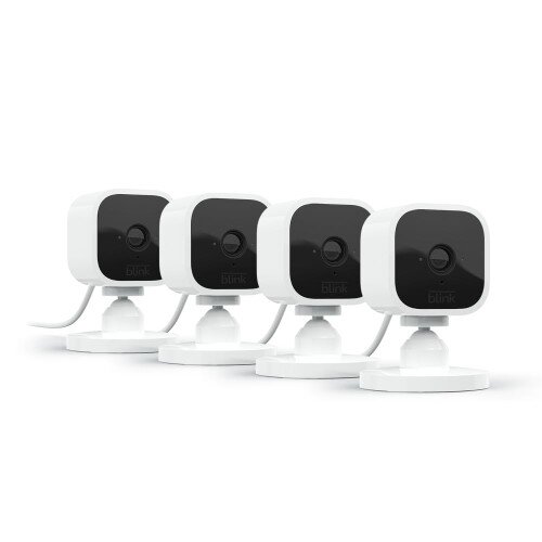 Blink Mini Indoor Plug-In Smart Home Security Camera - White - 4 Pack
