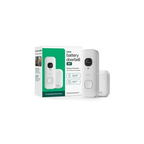 Blink Video Battery Doorbell 2K+ with Sync Module Core - White