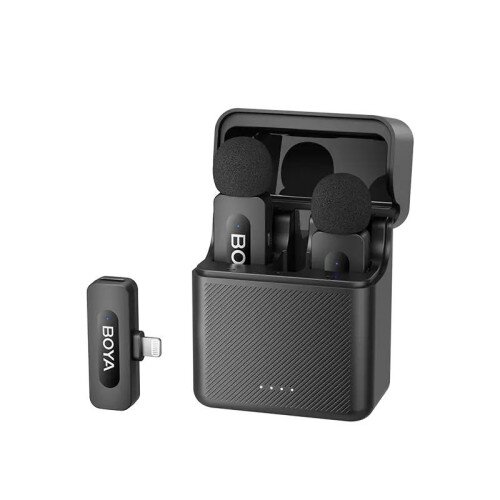 BOYA BY-V3 2.4 GHz Dual-Channel Wireless Microphone - (Lightning) RX + 2 TX + Charging Case