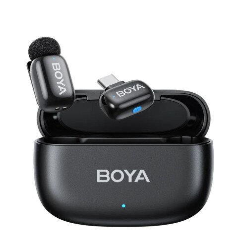 BOYA Mini Ultracompact 2.4GHz Wireless Microphone System - (Type-C) RX +1 TX + Charging Case - Black