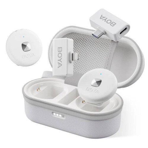 BOYA Omic Dual-Channel Stylish Wireless Microphone - Lightning RX+USB-C RX - White