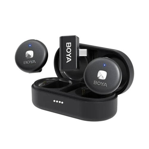 BOYA Omic Dual-Channel Stylish Wireless Microphone - Wireless Charging Version ( USB-C RX ) - Black