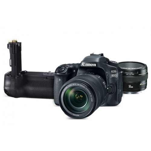 Canon EOS 80D EF-S 18-135 + EF 50 f/1.4 USM & Battery Grip BG-E14