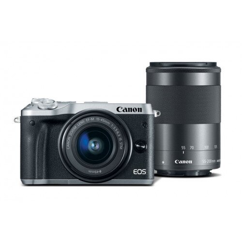 Canon EOS M6 EF-M 15-45mm f/3.5-6.3 with EF-M 55-200mm f/4.5-6.3 IS STM Kit - Silver