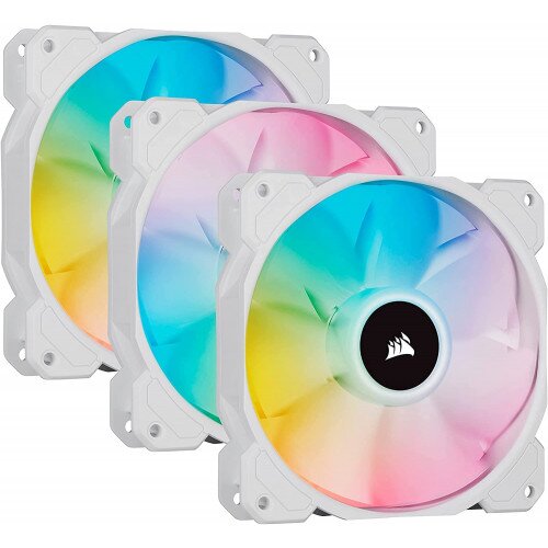 Corsair iCUE SP120 RGB Elite Performance PWM Case Fan - Triple Pack with Lighting Node CORE - 120mm x 25mm - White