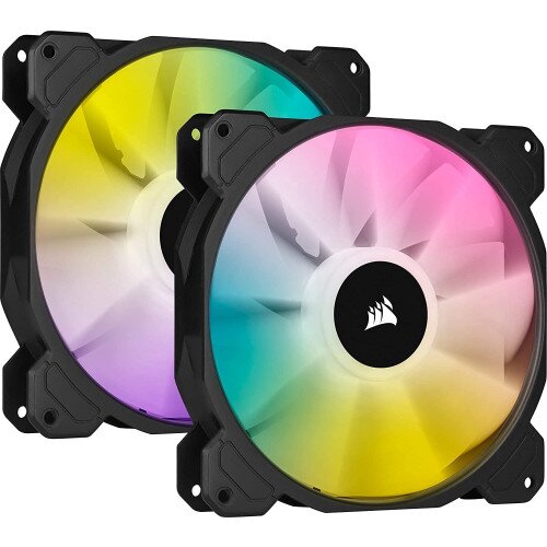 Corsair iCUE SP140 RGB Elite Performance PWM Case Fan - Twin Pack with Lighting Node CORE - 140mm x 25mm - Black