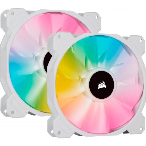 Corsair iCUE SP140 RGB Elite Performance PWM Case Fan - Twin Pack with Lighting Node CORE - 140mm x 25mm - White
