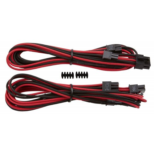 Corsair Premium Individually Sleeved PCIe Cables with Single Connector, Type 4 (Generation 3) - Red/Black