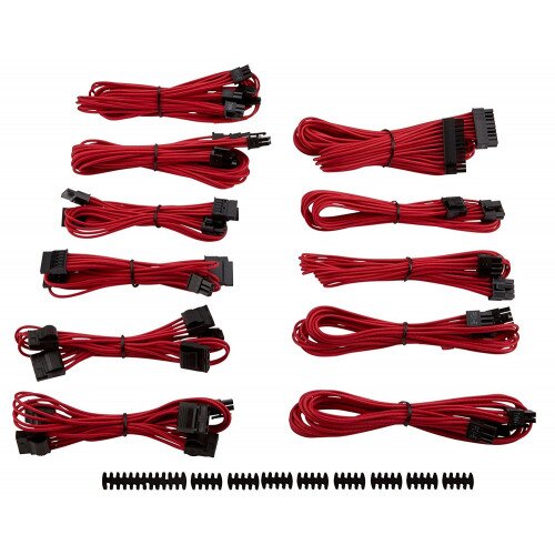 Corsair Premium Individually Sleeved PSU Cable Kit Pro Package, Type 4 (Generation 3) - Red